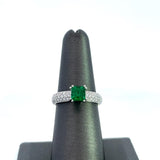 Stunning 18k Square Emerald and Diamond Ring