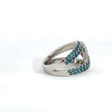 Elegant White and Blue Diamond Ring