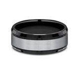 Black Titanium and Grey Tantalum Men's Ring 8mm