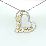 Canary and White Diamond Heart Pendant