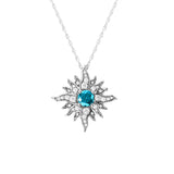 Original-Size White Gold Caribbean Sun Necklace with Blue Diamonds