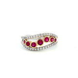 Stunning Wave Ruby and Diamond Ring