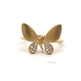 14k Yellow Gold Butterfly Ring .07ct Diamond