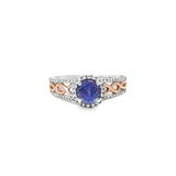 14k Rose and White Gold .85ct Tanzanite .24ct White Diamond Ring