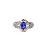 14k Rose and White Gold .65ct Tanzanite .48ct White Diamond Ring