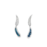 14k White Gold .98ct Blue and .44ct White Diamond Earrings