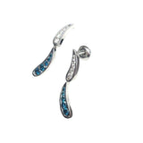 14k White Gold .98ct Blue and .44ct White Diamond Earrings