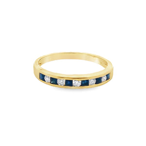 14k Yellow Gold .33ct Sapphire and .13ct White Diamond Ring