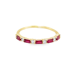 14k Yellow Gold .37ct Ruby and .13ct White Diamond Ring