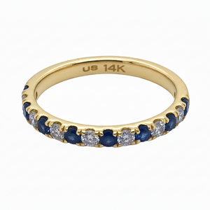 14k Yellow Gold .55ct Sapphire and .37ct White Diamond Ring