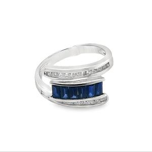 14k White Gold .90ct Sapphire and .24ct White Diamond Ring