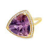 14kt Yellow Gold 5.17ct Amethyst .19ct White Diamond Ring