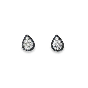 14k White Gold .19ct Black and .63ct White Diamond Earrings