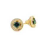 18kt Yellow Gold 1.03ct Green .17ct White Diamond Earring