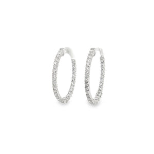 14k White Gold 2.00ct Diamond Hoop Earrings