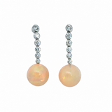 14k White Gold 15.39ct Opal and 1.01ct Diamond Earrings