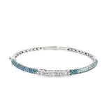 14k White Gold 2.21ct Blue and White Diamond Flexible Bangle