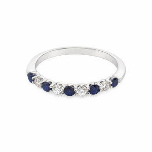 14k White Gold .32ct Sapphire and .25ct White Diamond Ring