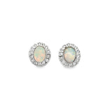 14k White Gold 1.0ct Opal and .35ct Diamond Earrings