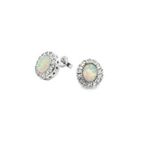 14k White Gold 1.0ct Opal and .35ct Diamond Earrings
