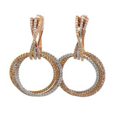 14k Tri-Gold 1.20ct Diamond Earrings