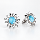 Larimar Sunflower Earrings