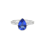14k White Gold 1.76ct Tanzanite .26ct White Diamond Ring