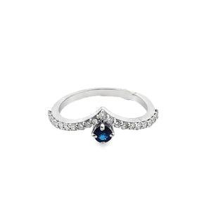 14k White Gold .20ct Sapphire and .33ct White Diamond Ring