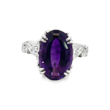 14kt White Gold 5.69ct Amethyst .07ct White Diamond Ring