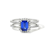 14k White Gold 1.15ct Tanzanite .30ct White Diamond Ring