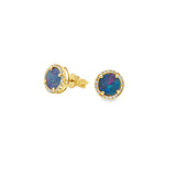 14k Yellow Gold 1.30ct Opal and .09ct Diamond Earrings