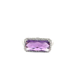 14kt White Gold 3.00ct Amethyst .11ct White Diamond Ring