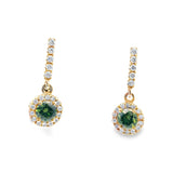 14kt Yellow Gold .35ct Green .64ct White Diamond Earring