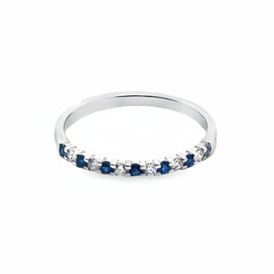 14k White Gold .14ct Sapphire and .14ct White Diamond Ring