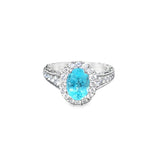 Platinum 2.06ct Paraiba .80ct White Diamond Ring
