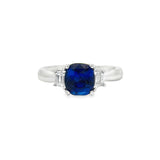 14k White Gold 2.25ct Sapphire .33ct White Diamond Ring