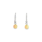 14k White Gold 3.10ct Opal and .33ct Diamond Earrings