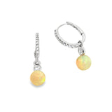 14k White Gold 3.10ct Opal and .33ct Diamond Earrings