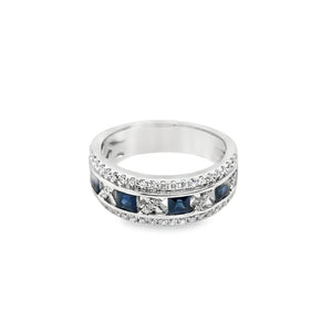 14k White Gold .85ct Sapphire .10ct White Diamond Ring