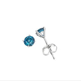 14k White Gold .60ct Blue Diamond Earring