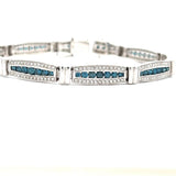 14k White Gold 3.93ct Blue and White Diamond Bracelet