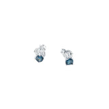 14k White Gold .35ct Blue and .40ct White Diamond Earrings