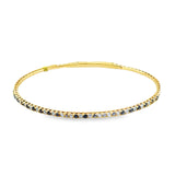 14k Yellow Gold .58ct Black and .57ct White Diamond Flexible Bangle
