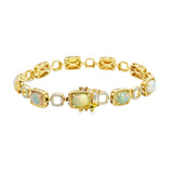 14k Yellow Gold 9.0ct Opal and .48ct Diamond Bracelet