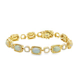 14k Yellow Gold 9.0ct Opal and .48ct Diamond Bracelet