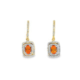 14k Yellow Gold .57ct Fire Opal and .31ct Diamond Earrings