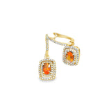 14k Yellow Gold .57ct Fire Opal and .31ct Diamond Earrings