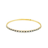 14k Yellow Gold .51ct Blue and .51ct White Diamond Flexible Bangle