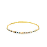 14k Yellow Gold .51ct Green and .51ct White Diamond Flexible Bangle