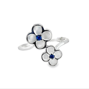 14k White Gold .07ct Sapphire and Mother of Pearl Ring